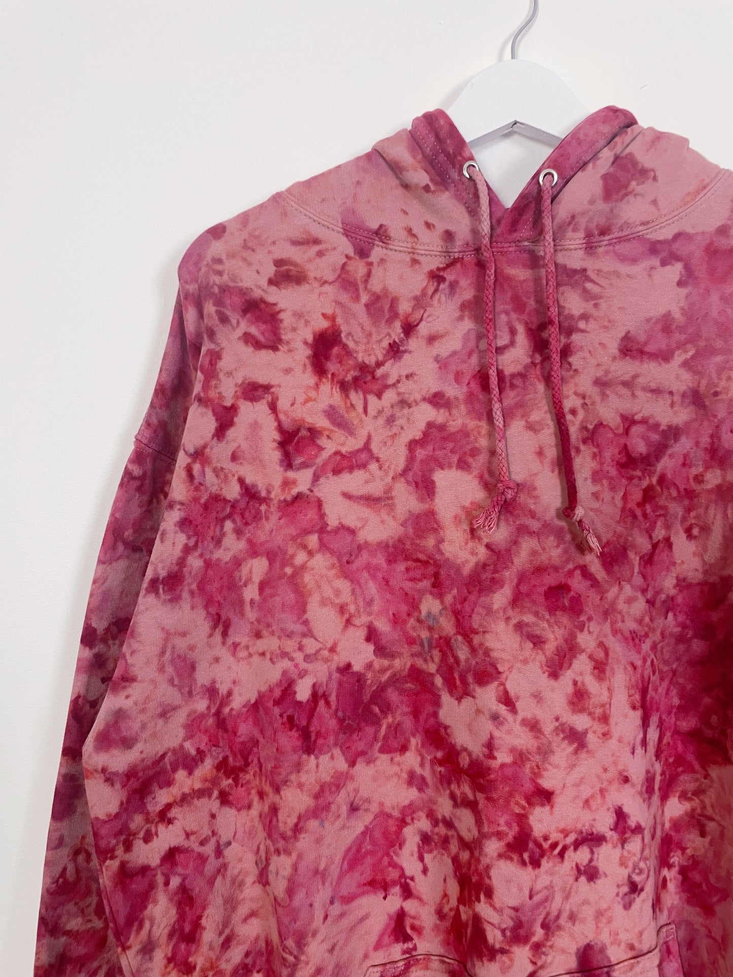 XL | Ice Dye Crushed Raspberry Hand Dyed Pullover Hoodie