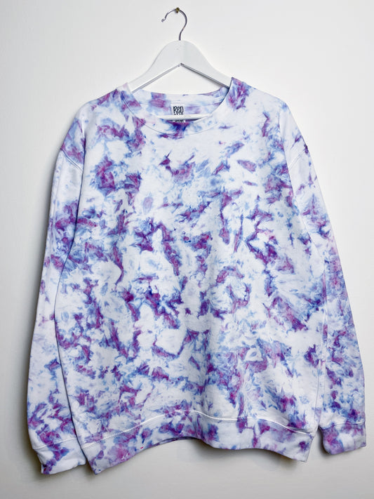 XL| Ice Dye Lilac Hand Dyed Sweatshirt