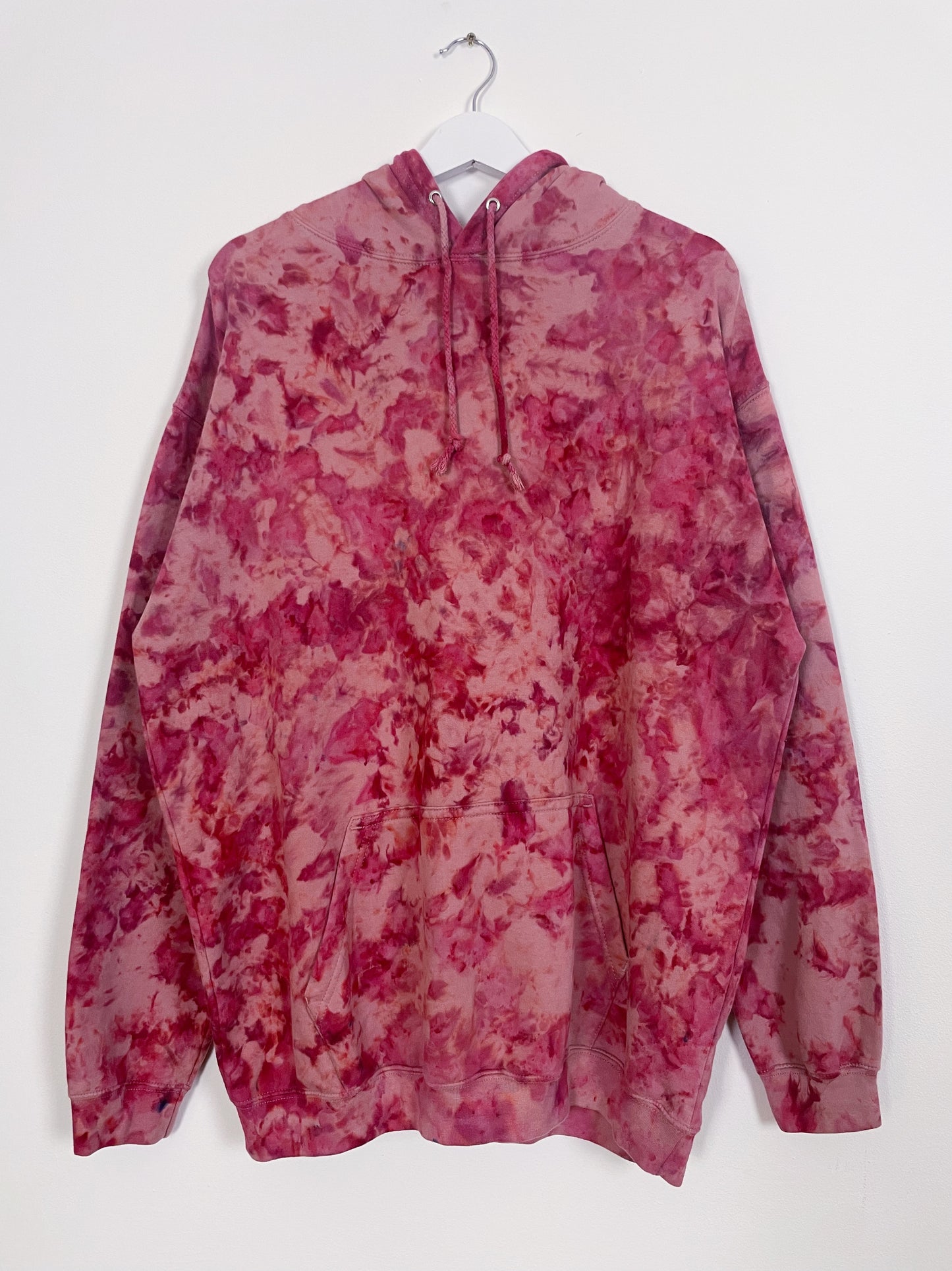 XL | Ice Dye Crushed Raspberry Hand Dyed Pullover Hoodie