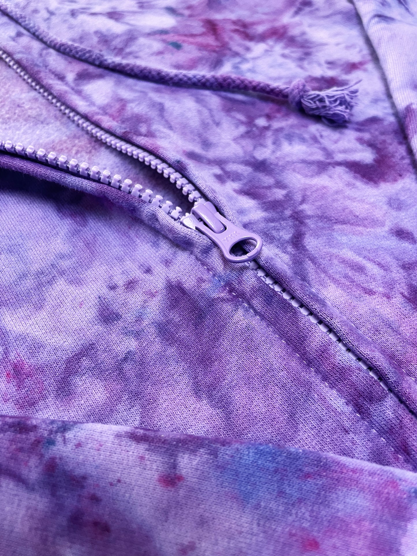 Ice Dye Purple Hand Dyed Zip Up Hoodie
