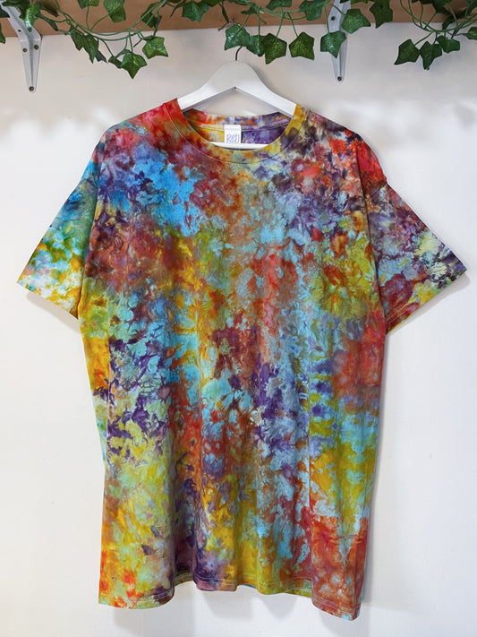 XL | Ice Dye Rainbow Multicolour Hand Dyed Ice Tie Dye T-Shirt