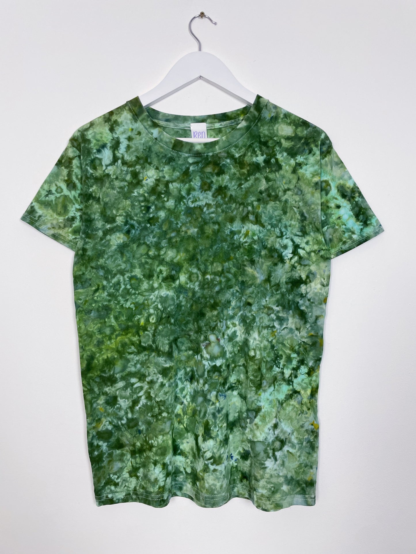 S | Ice Dye Dark Green Hand Dyed Ice Tie Dye T-Shirt