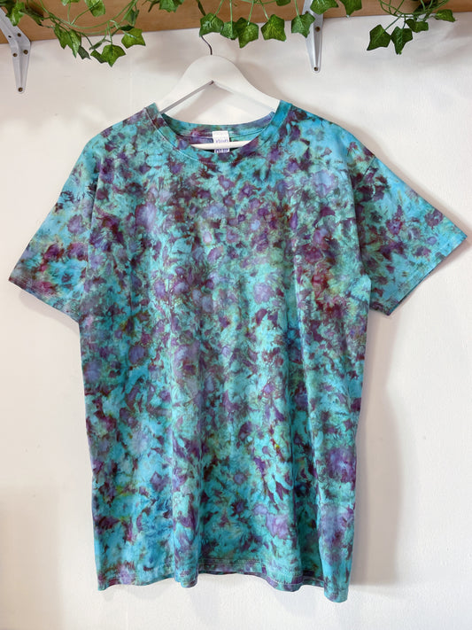 L | Blue Purple Ice Dye Hand Dyed T-Shirt