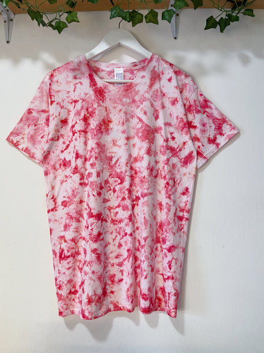 L | Ice Dye Pink Hand Dyed Ice Tie Dye T-Shirt
