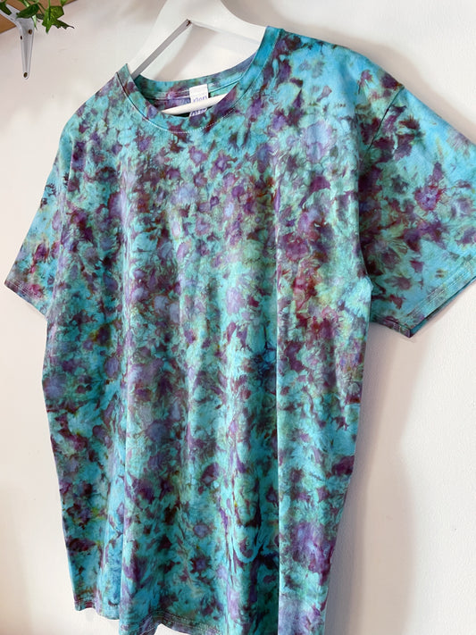 L | Blue Purple Ice Dye Hand Dyed T-Shirt