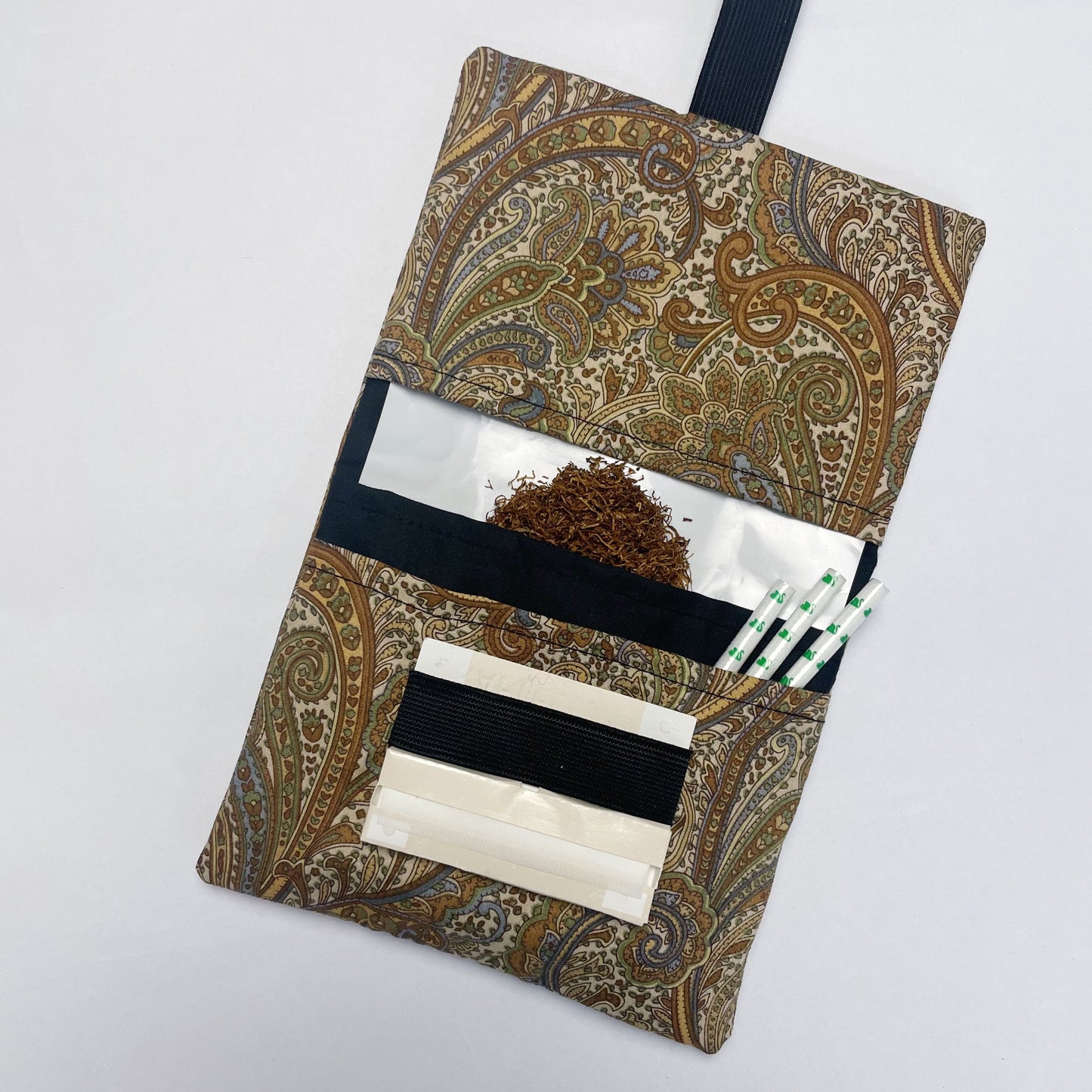 Handmade Tobacco Pouch | Brown Paisley Print Tobacco Storage Holder