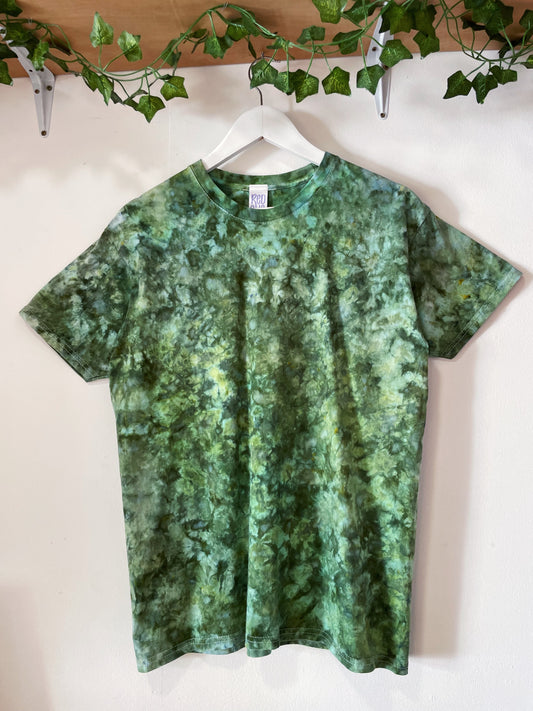 M | Ice Dye Dark Green Hand Dyed Ice Tie Dye T-Shirt