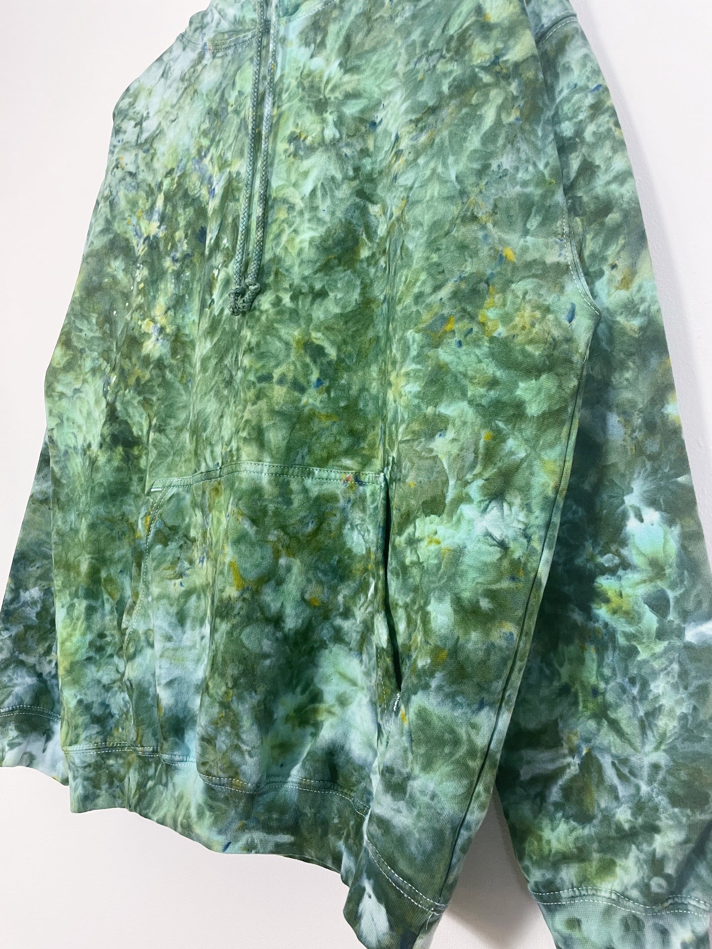 M | Ice Dye Dark Green Hand Dyed Pullover Hoodie