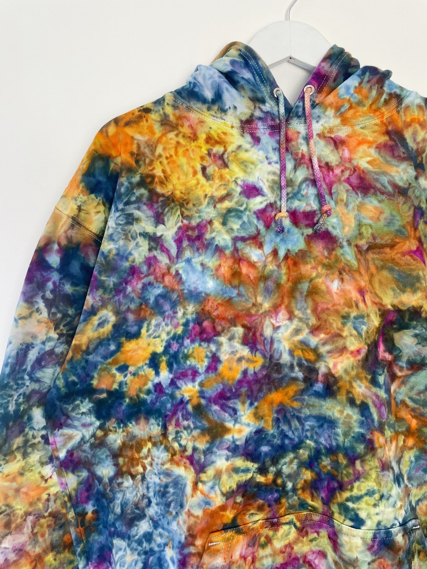 XL | Ice Dye Blue Sunrise Hand Dyed Pullover Hoodie