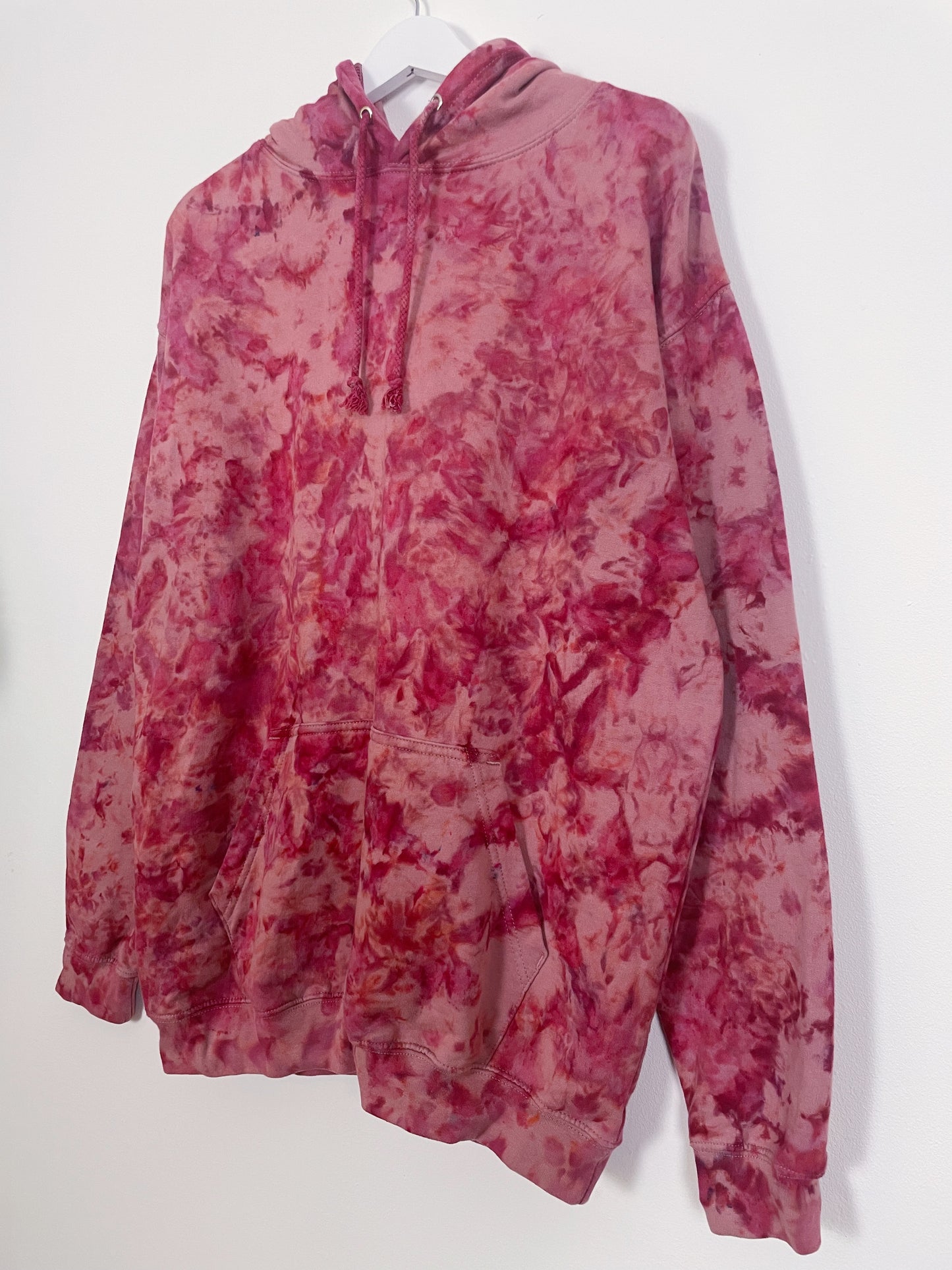 L | Ice Dye Crushed Raspberry Hand Dyed Pullover Hoodie