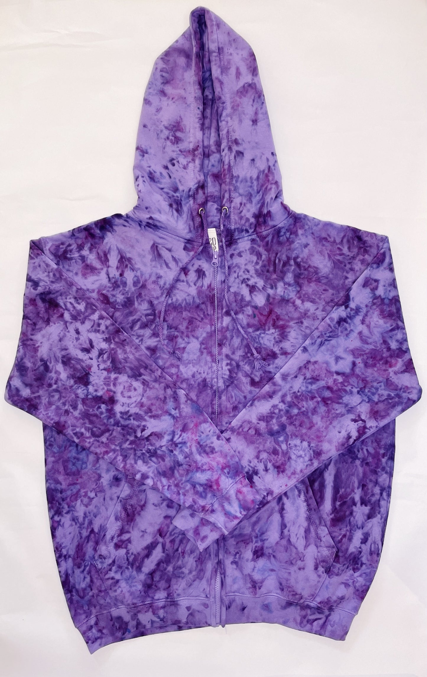 Ice Dye Purple Hand Dyed Zip Up Hoodie
