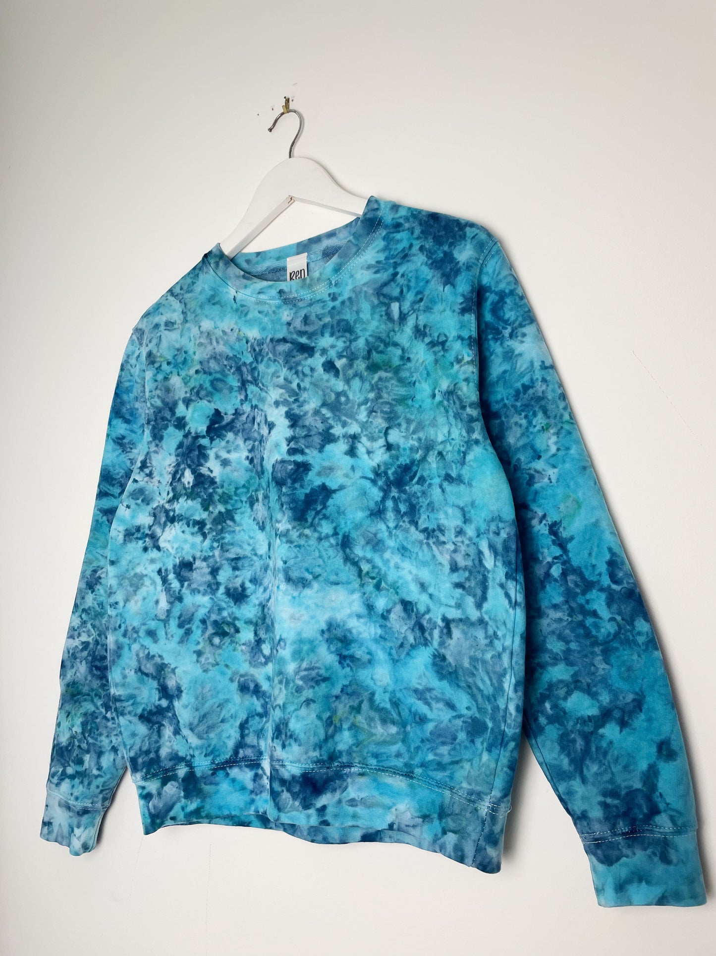 S | Ice Dye Ocean Blue Hand Dyed Sweatshirt