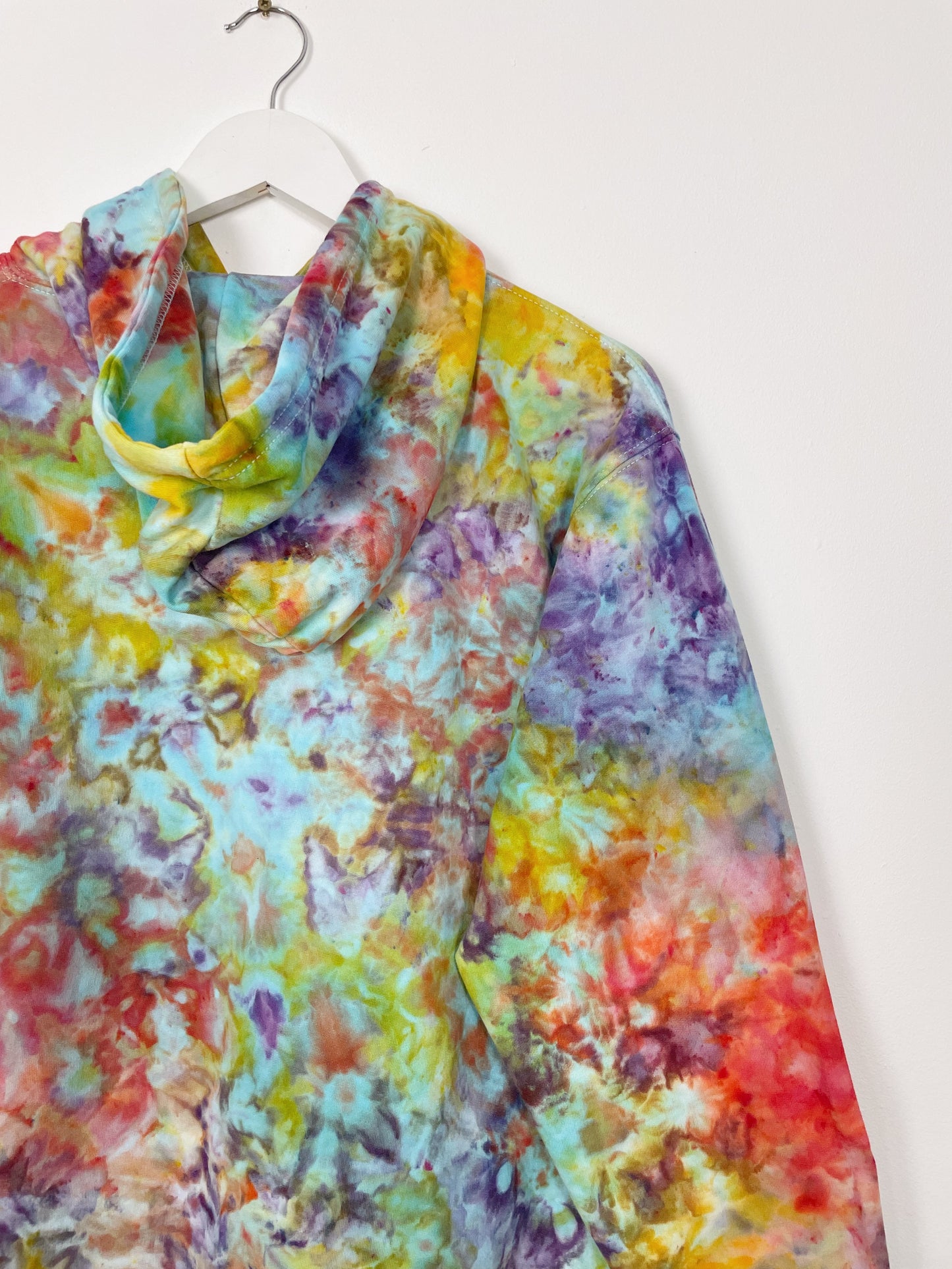 M | Ice Dye Rainbow Multicolour Hand Dyed Pullover Hoodie