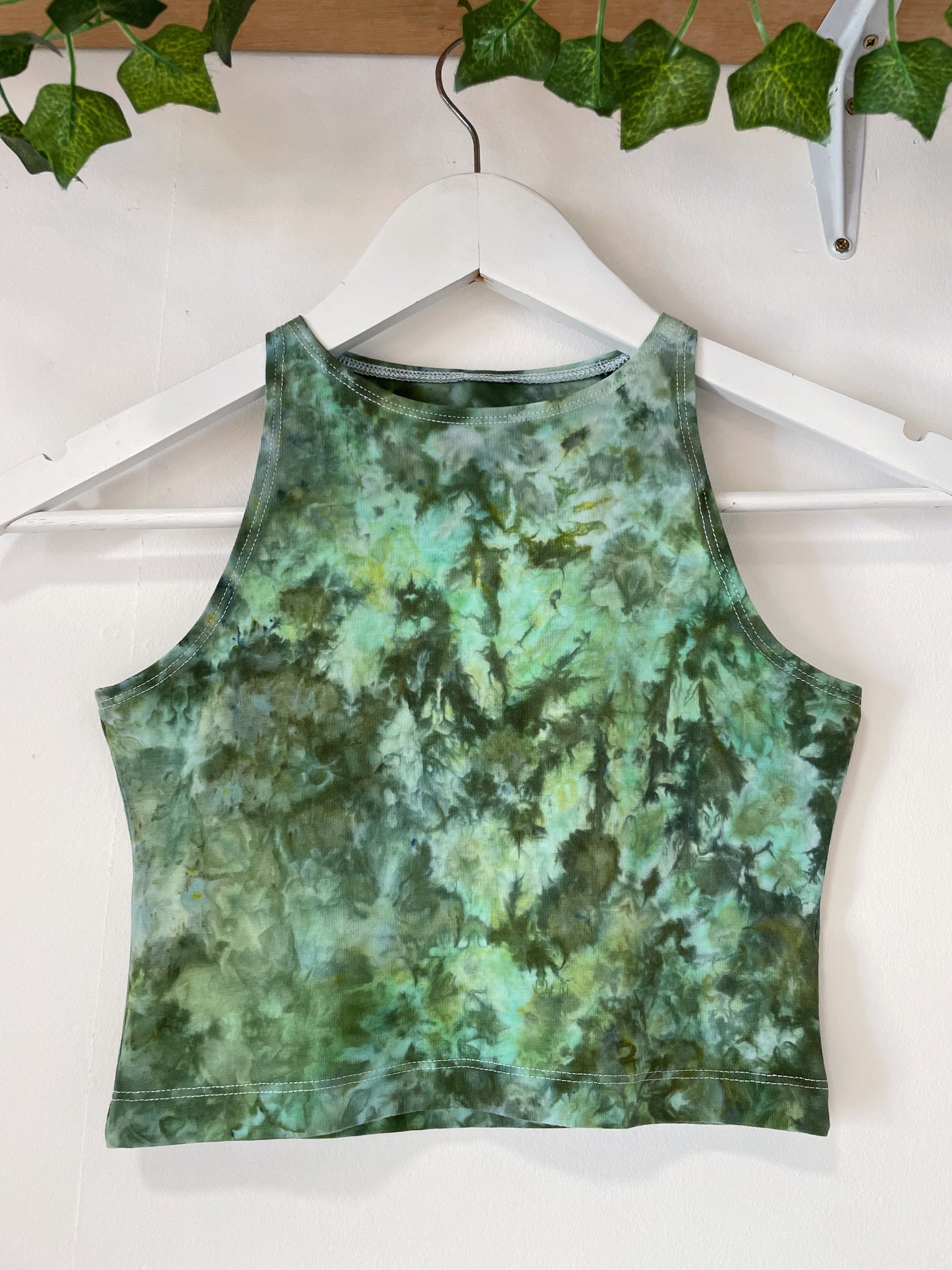 Ice Dye Green Crop Vest