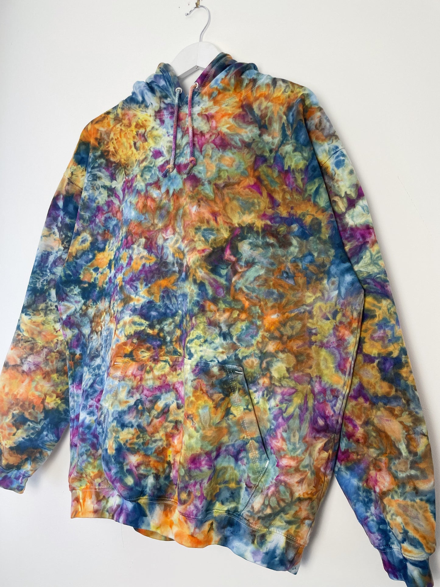 XL | Ice Dye Blue Sunrise Hand Dyed Pullover Hoodie
