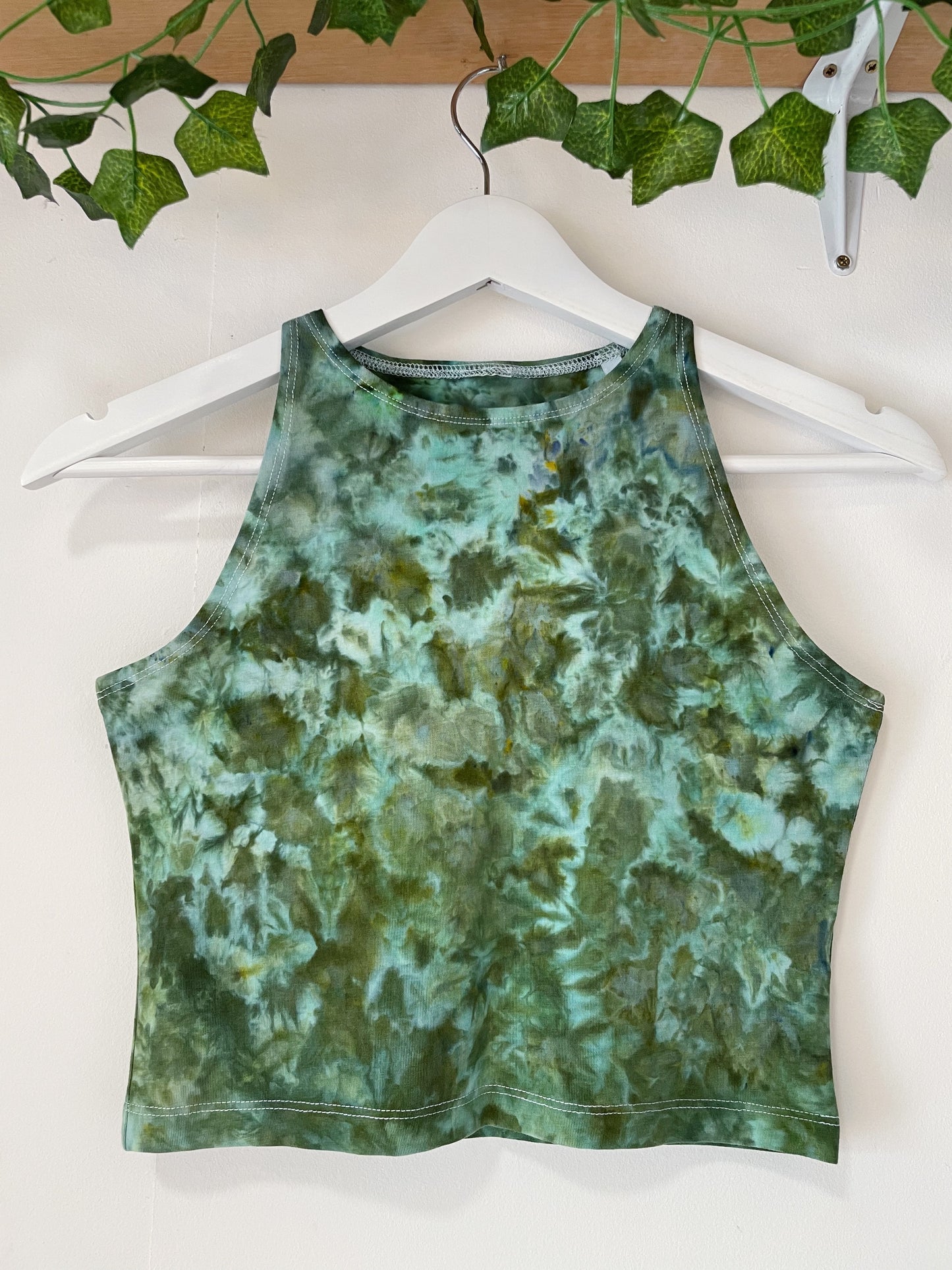Ice Dye Green Crop Vest