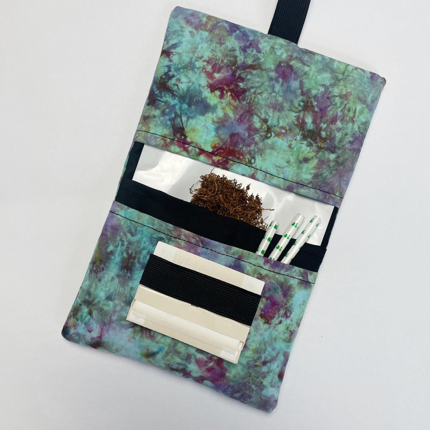 Handmade Purple, Blue and Green Ice Dyed Tobacco Pouch