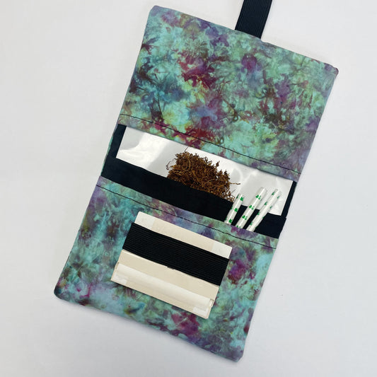 Handmade Purple, Blue and Green Ice Dyed Tobacco Pouch