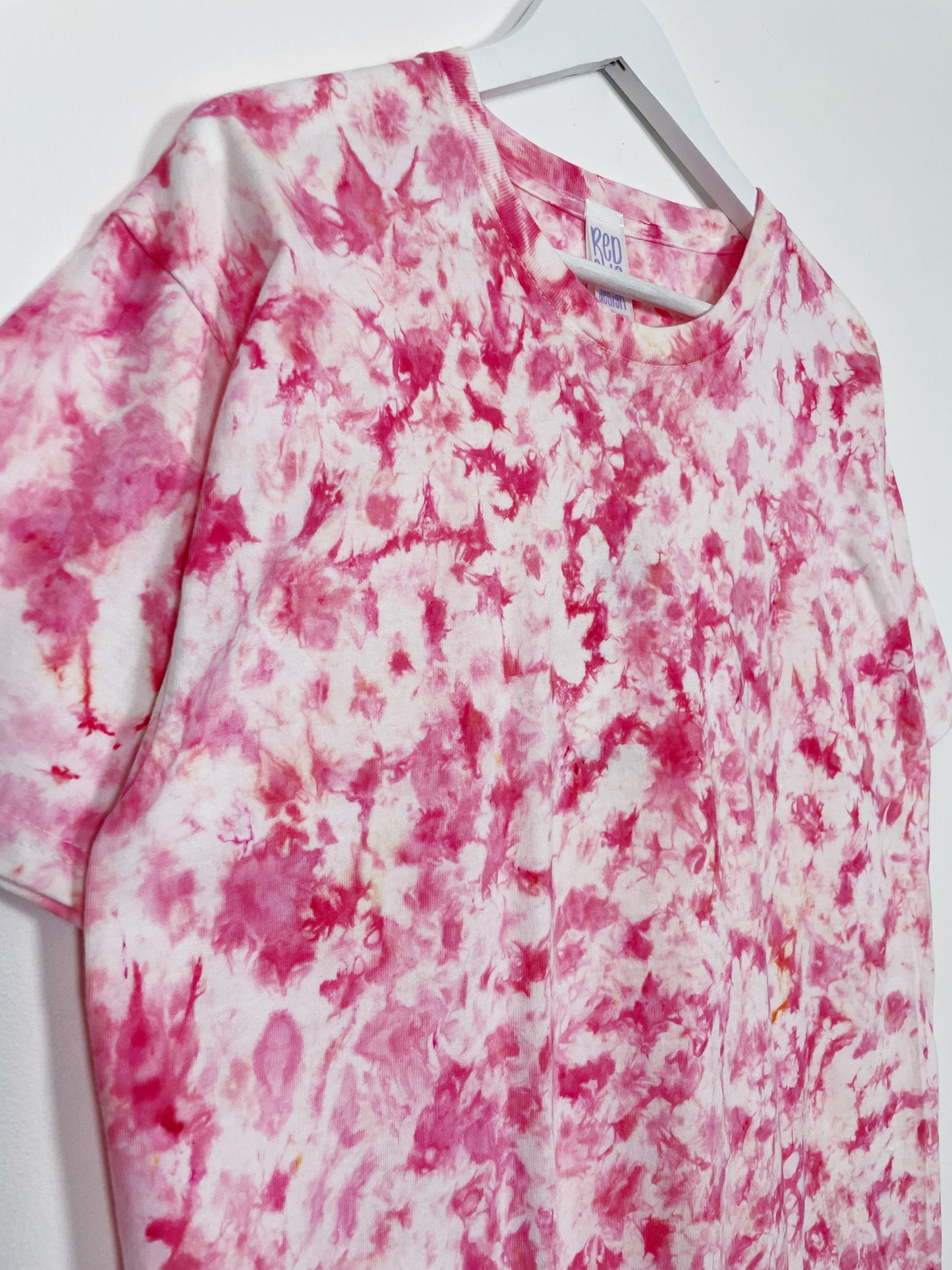 L | Ice Dye Pink Hand Dyed Ice Tie Dye T-Shirt