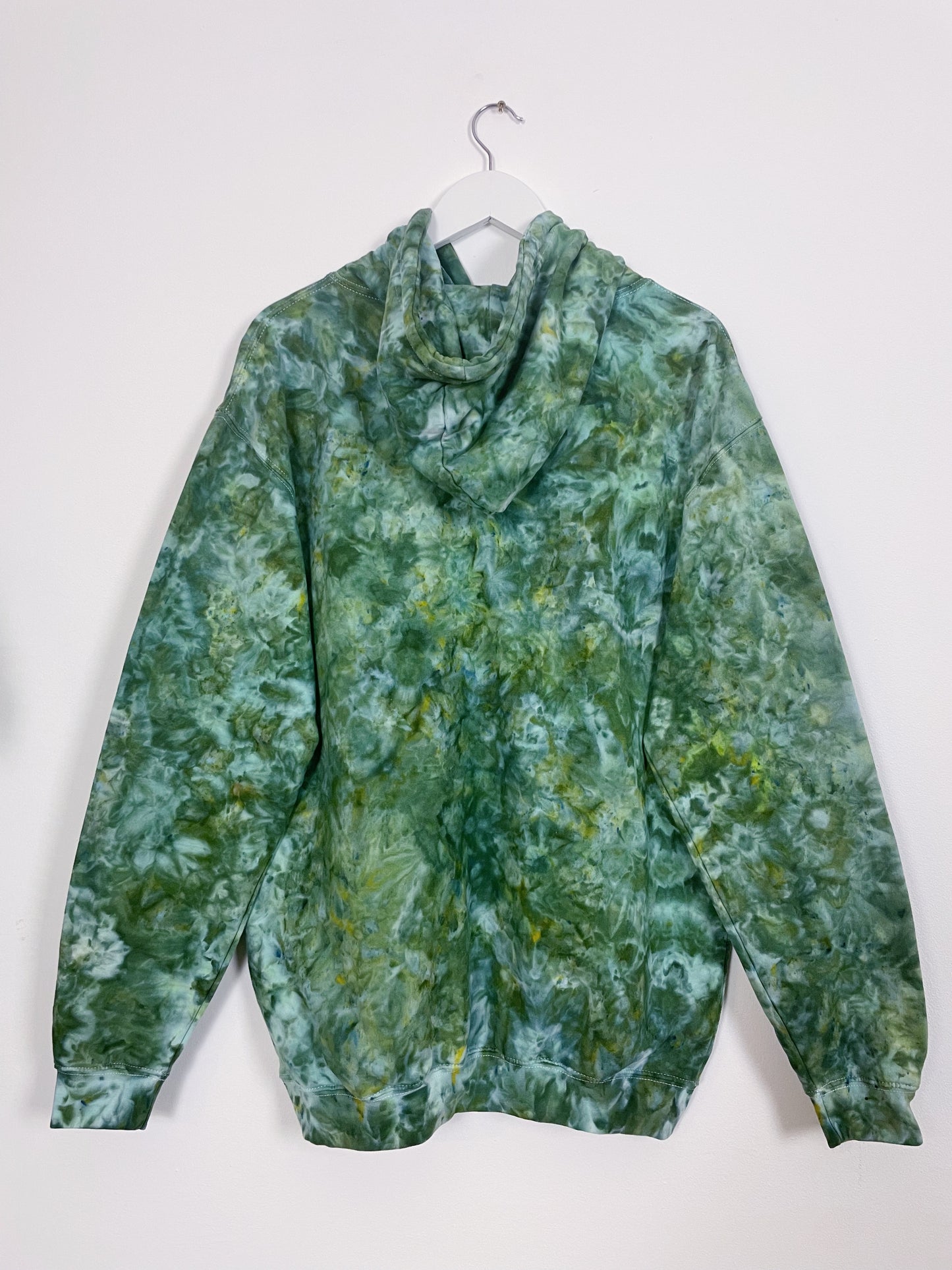 L | Ice Dye Dark Green Hand Dyed Pullover Hoodie