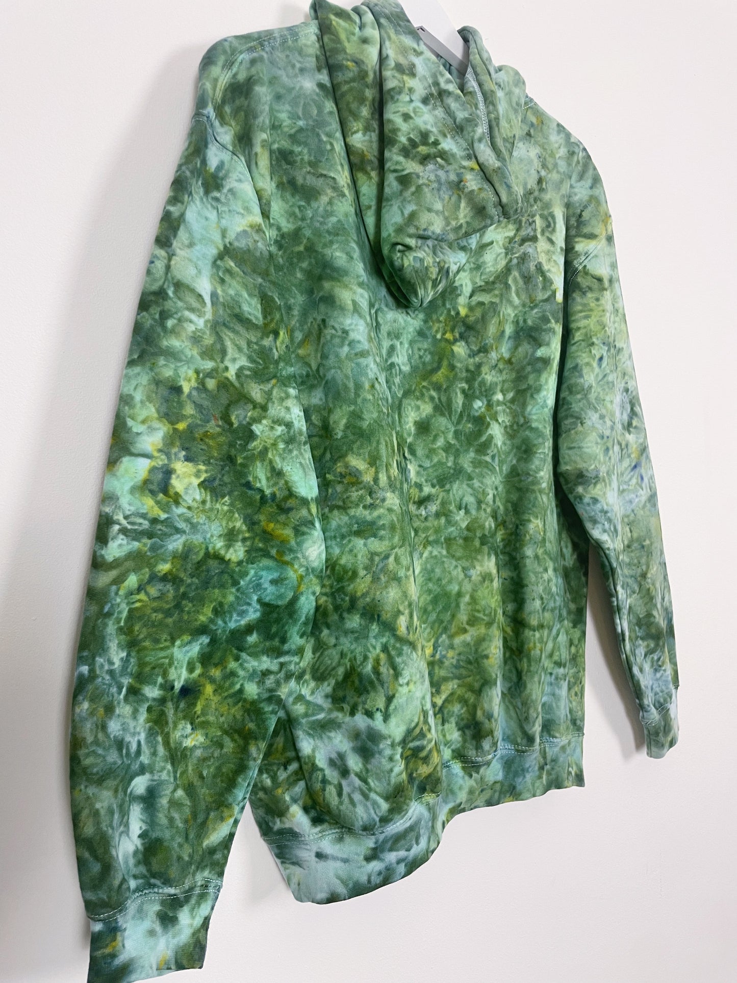 M | Ice Dye Dark Green Hand Dyed Pullover Hoodie