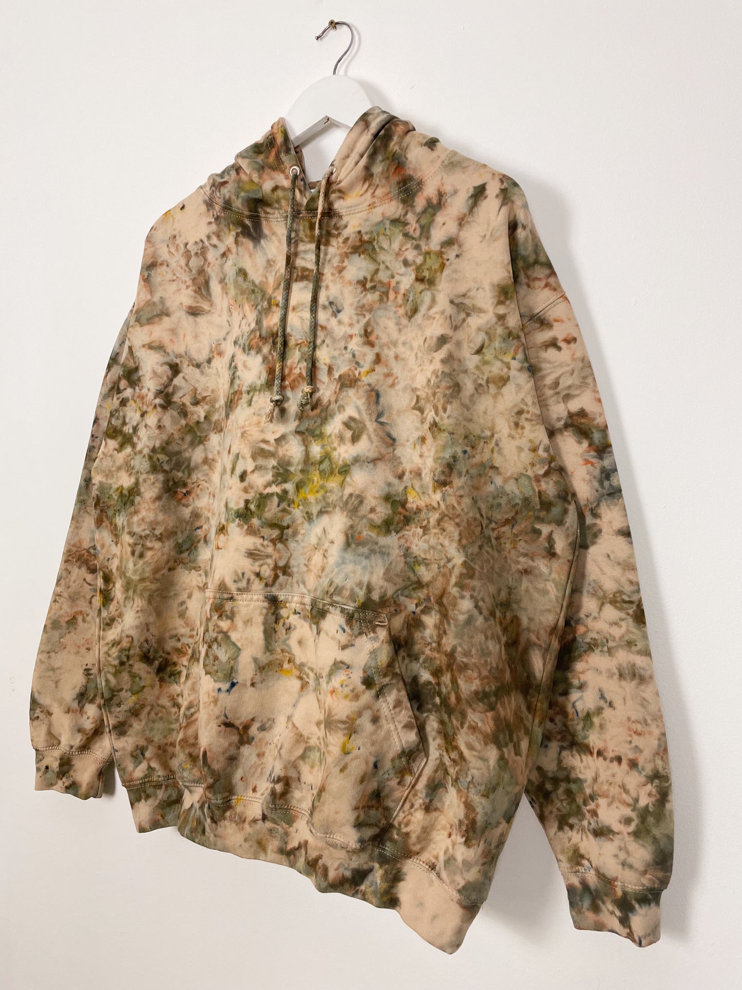 XL | Ice Dye Driftwood Hand Dyed Brown Pullover Hoodie