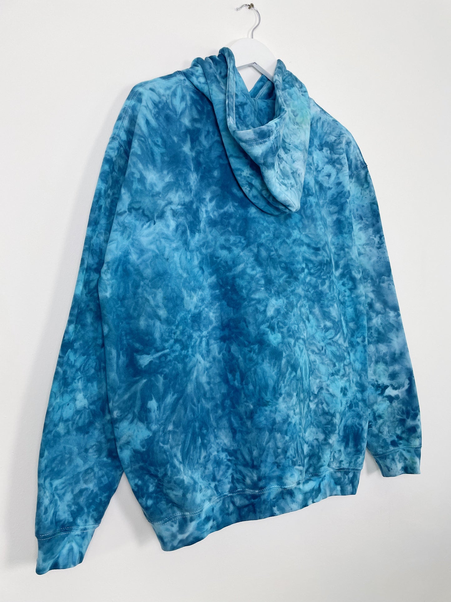L | Ice Dye Ocean Blue Hand Dyed Pullover Hoodie