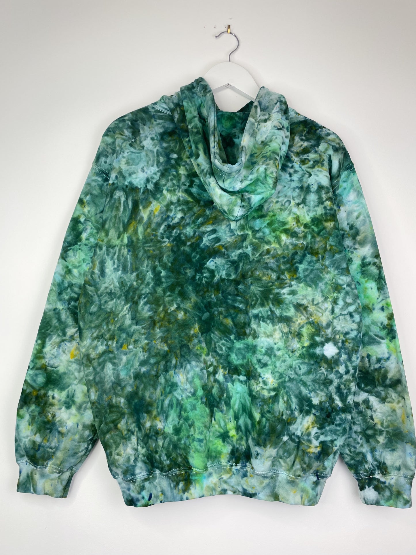 M | Ice Dye Dark Green Hand Dyed Pullover Hoodie