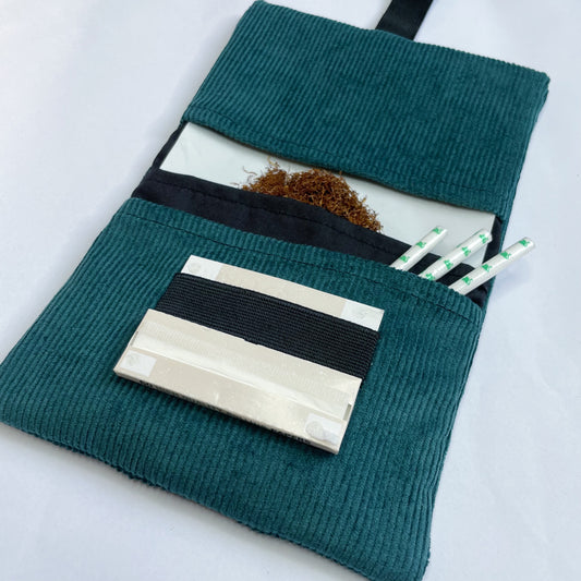 Handmade Tobacco Pouch | Teal Corduroy Tobacco Storage Cover