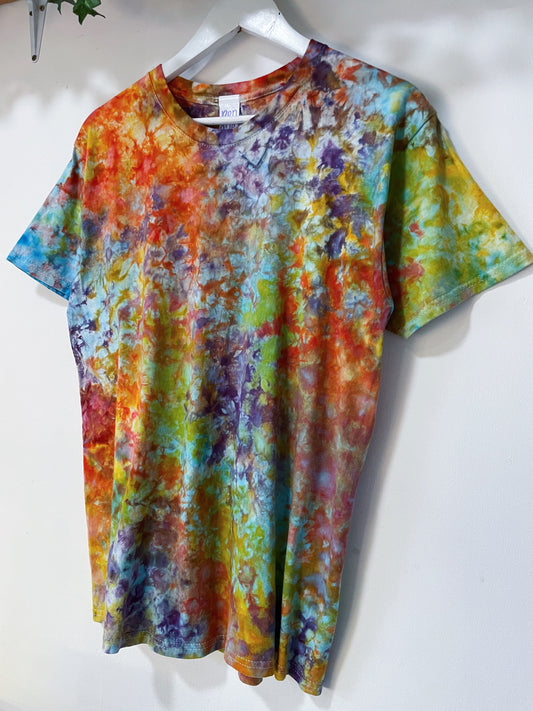 M | Ice Dye Rainbow Multicolour Hand Dyed Ice Tie Dye T-Shirt