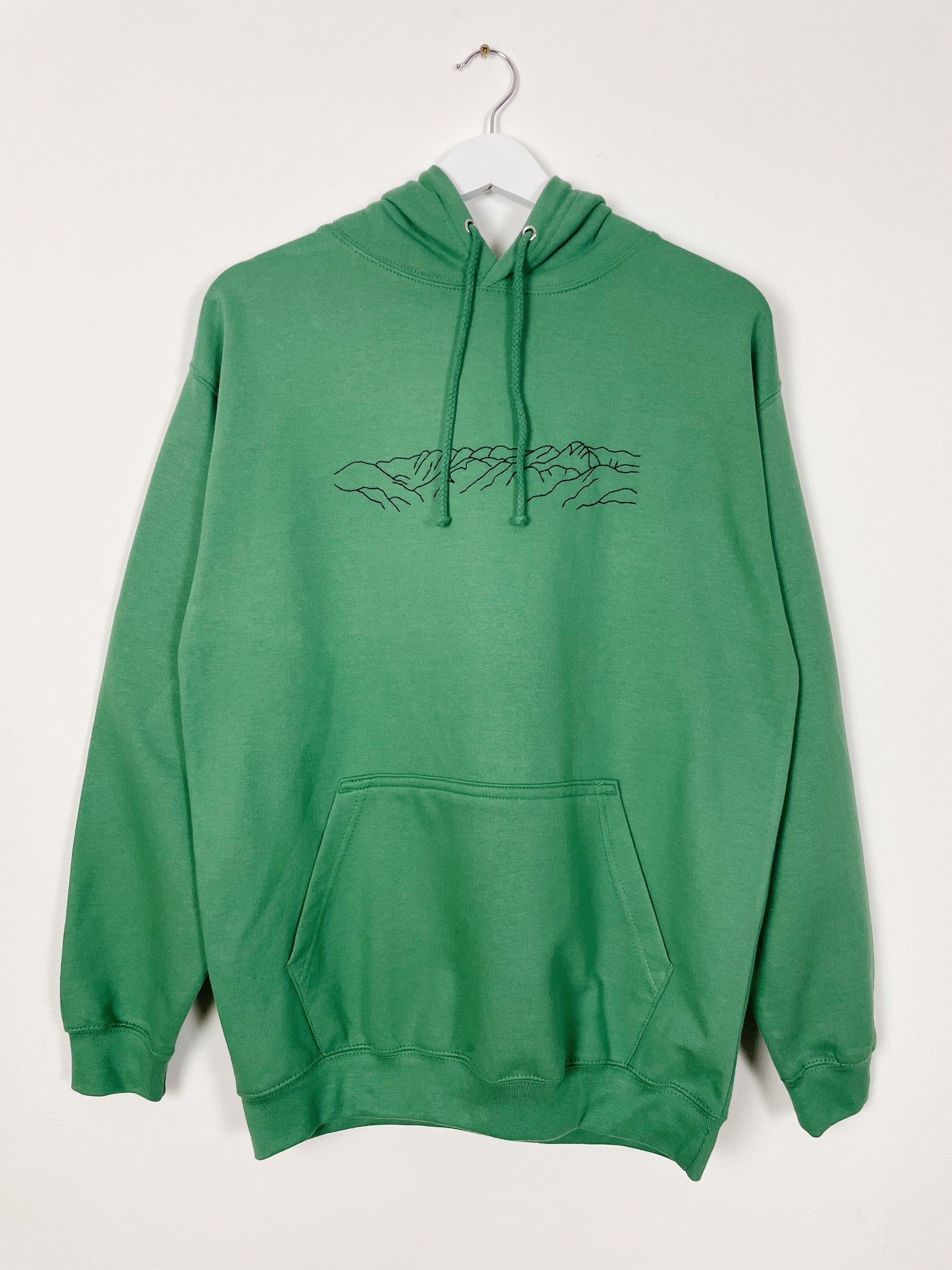 Mountain - Green Hand Embroidered Unisex Hoodie