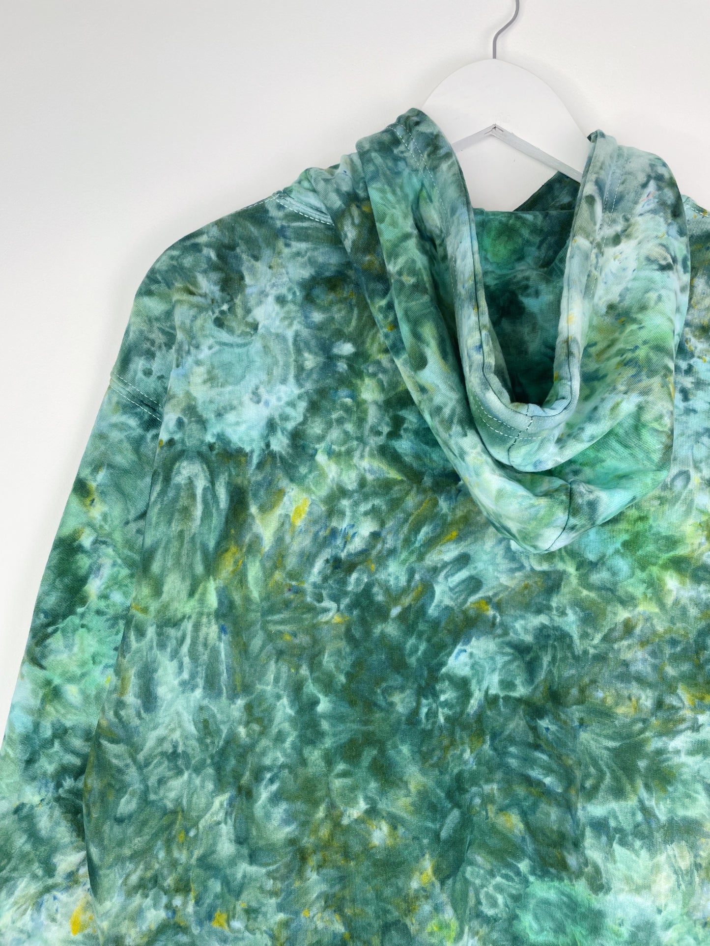 M | Ice Dye Dark Green Hand Dyed Pullover Hoodie