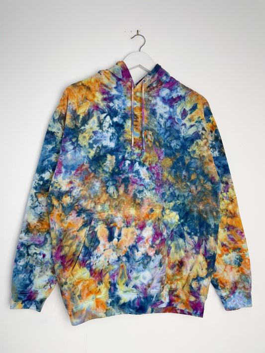M | Ice Dye Blue Sunrise Multicolour Hand Dyed Pullover Hoodie