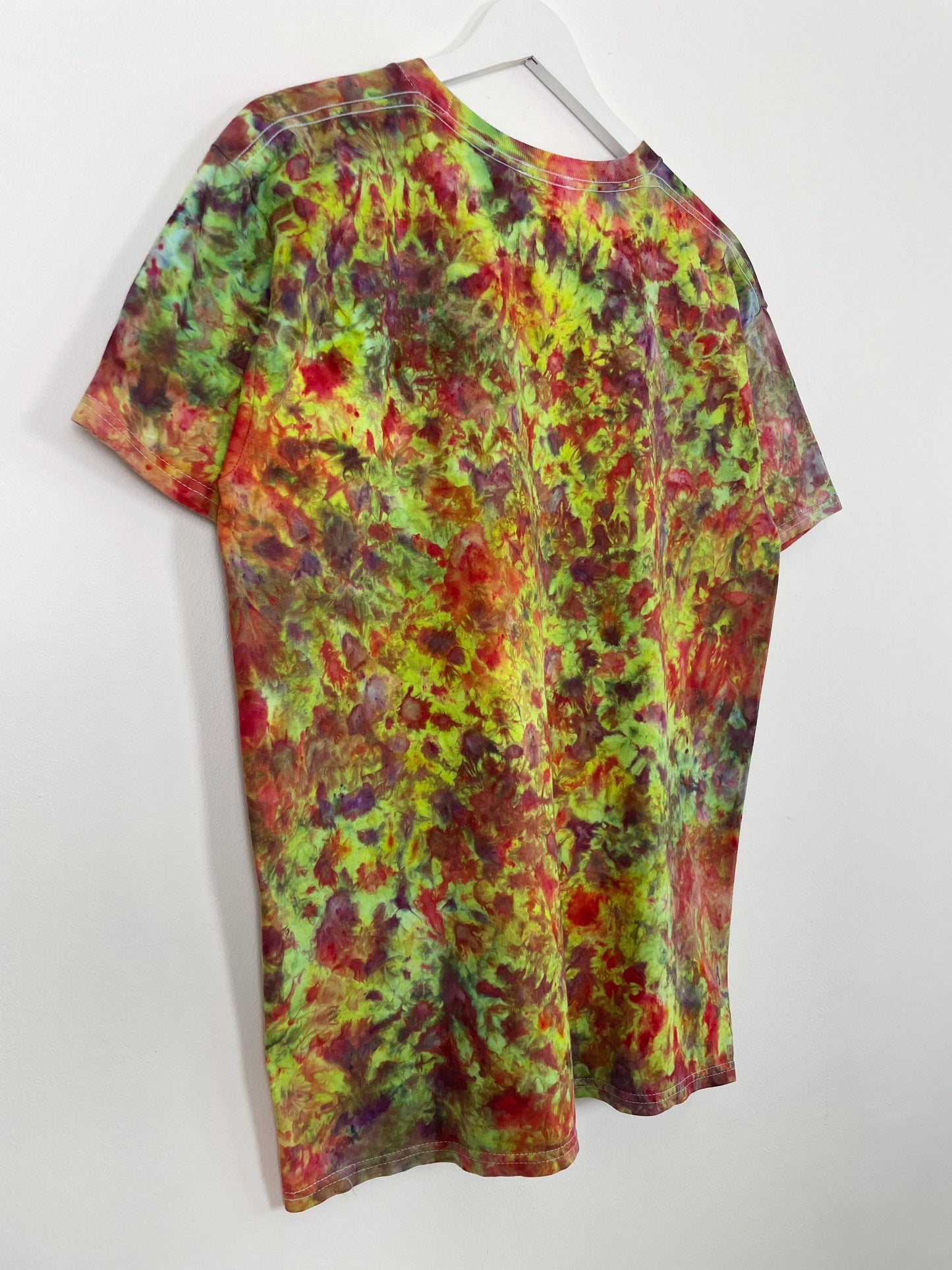 L | Ice Dye Rainbow Multicolour Hand Dyed Ice Tie Dye T-Shirt