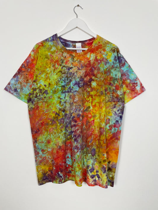 XL | Ice Dye Rainbow Multicolour Hand Dyed Ice Tie Dye T-Shirt
