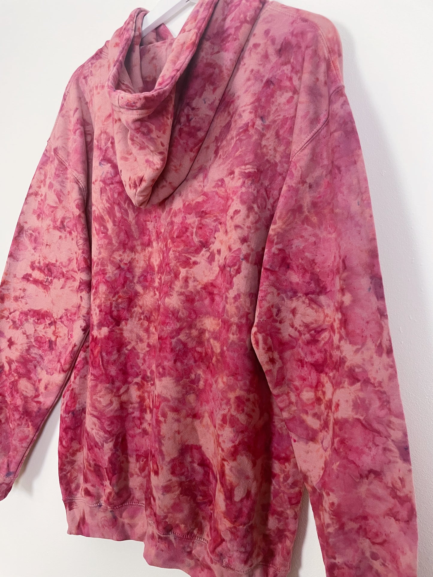 L | Ice Dye Crushed Raspberry Hand Dyed Pullover Hoodie