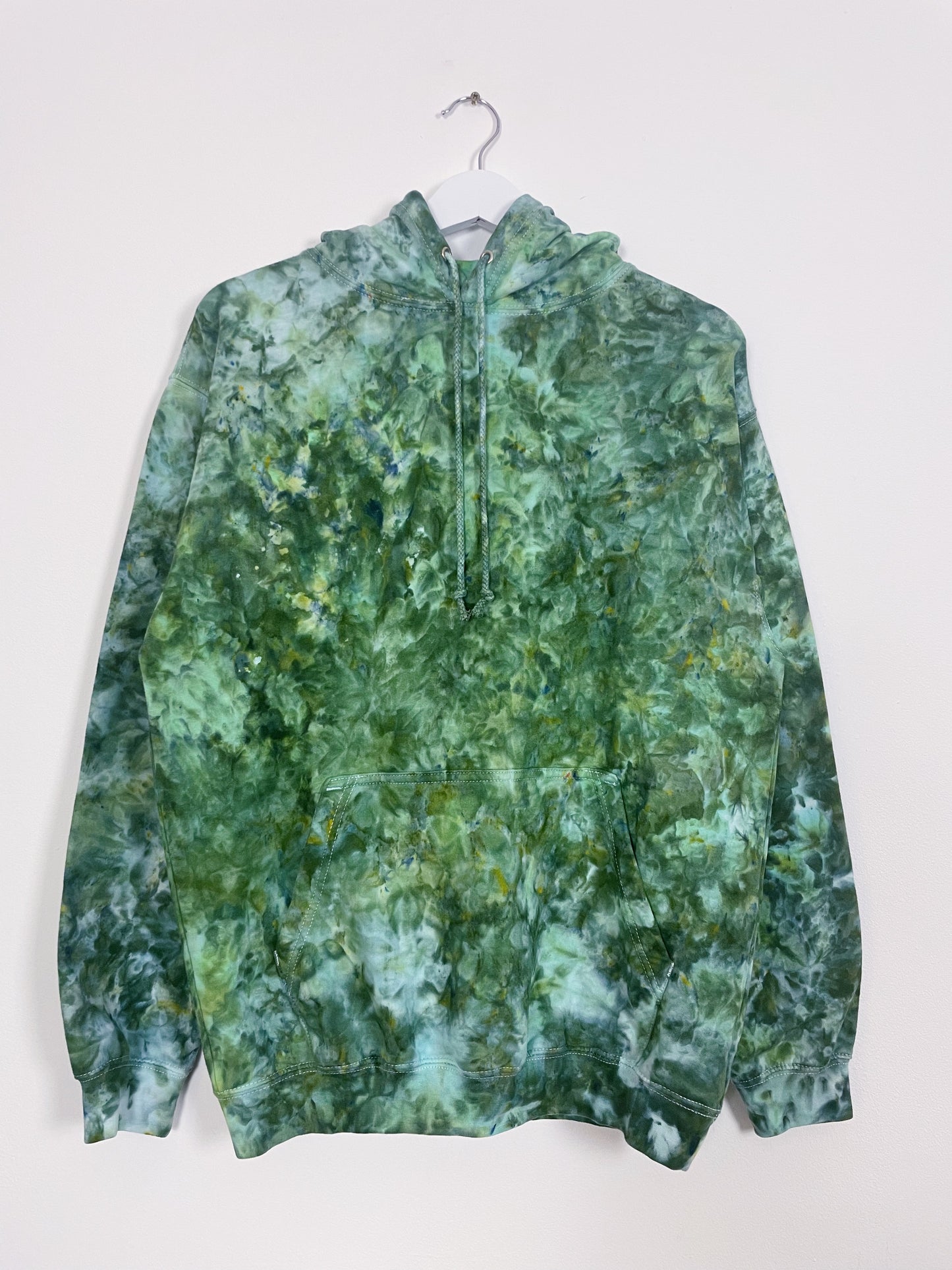 M | Ice Dye Dark Green Hand Dyed Pullover Hoodie