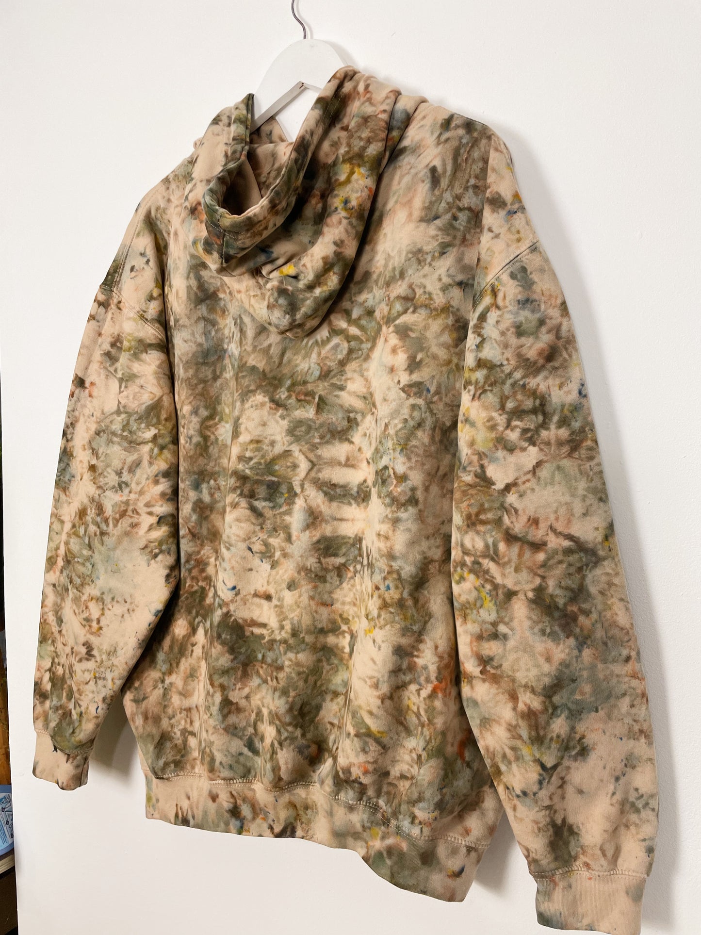XL | Ice Dye Driftwood Hand Dyed Brown Pullover Hoodie