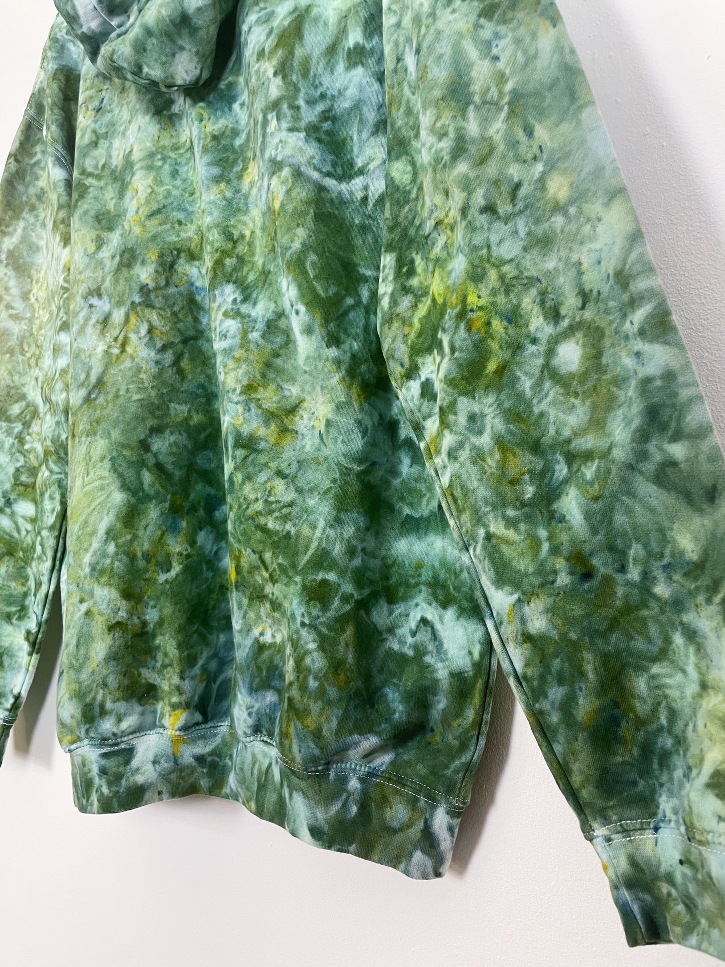 L | Ice Dye Dark Green Hand Dyed Pullover Hoodie
