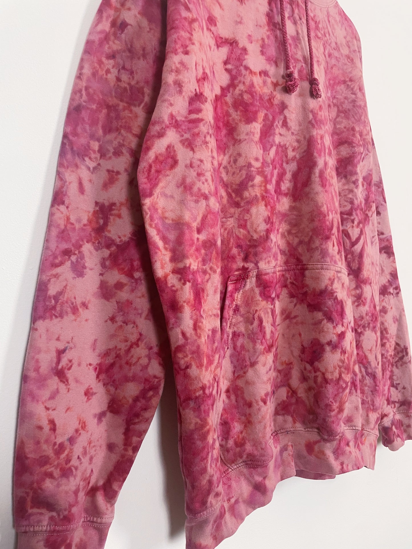 L | Ice Dye Crushed Raspberry Hand Dyed Pullover Hoodie