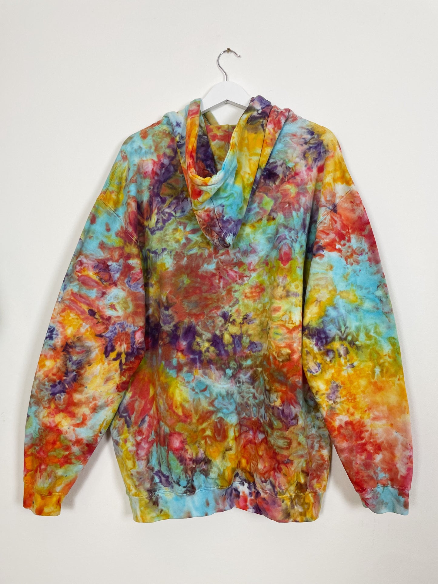 XL | Ice Dye Rainbow Multicolour Hand Dyed Pullover Hoodie