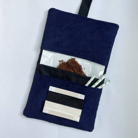 Handmade Tobacco Pouch | Navy Corduroy Tobacco Storage Cover