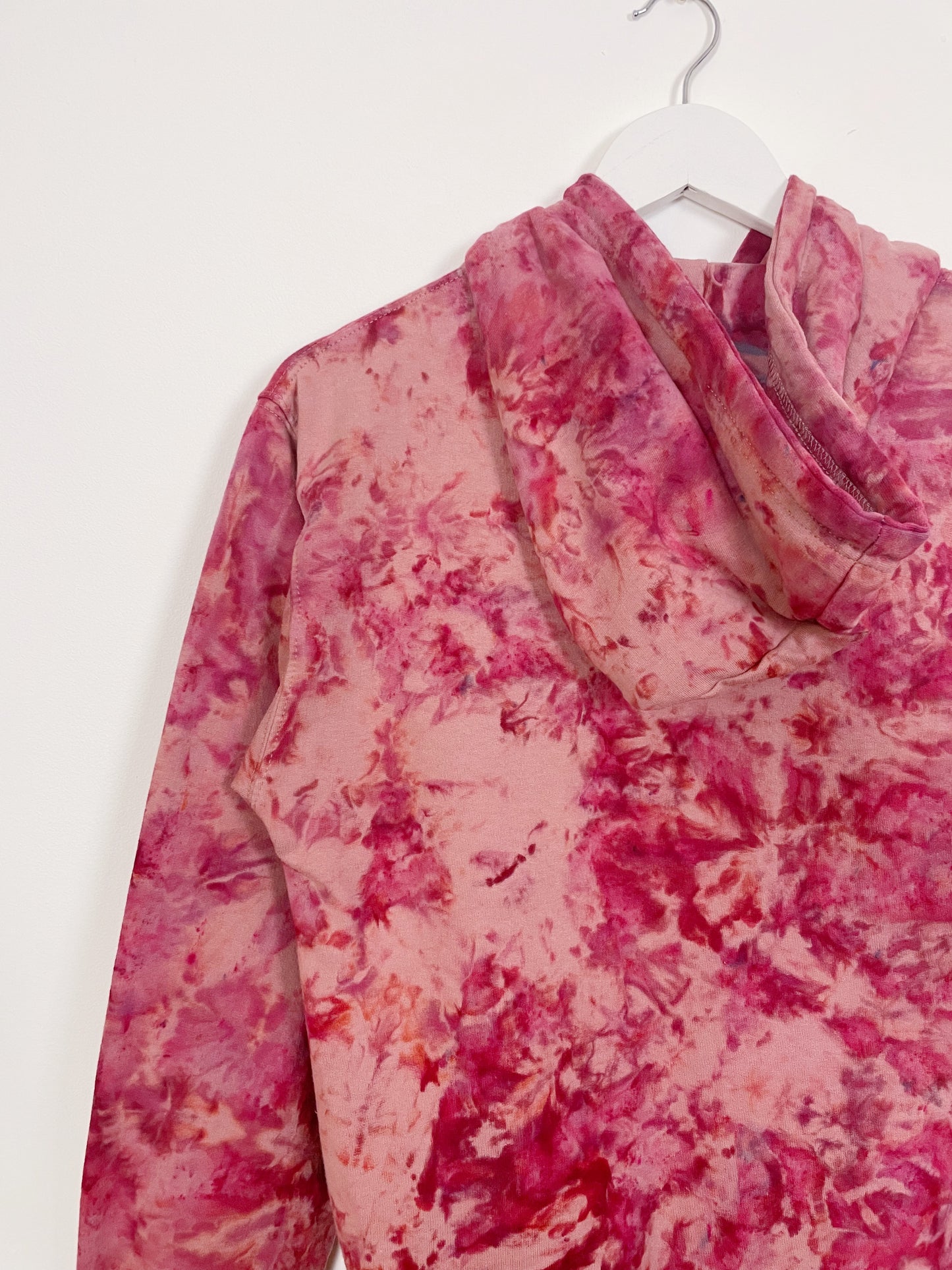 S | Ice Dye Crushed Raspberry Hand Dyed Pullover Hoodie