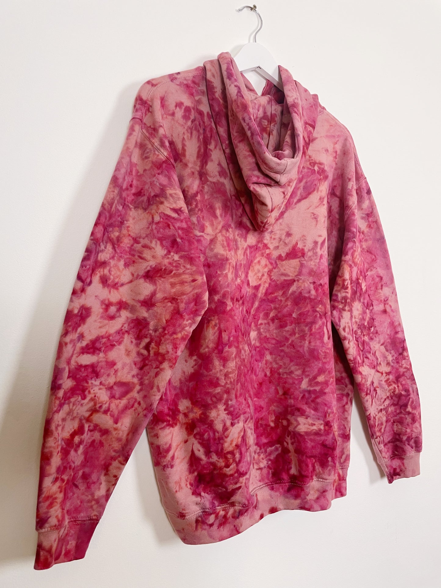 M | Ice Dye Crushed Raspberry Hand Dyed Pullover Hoodie