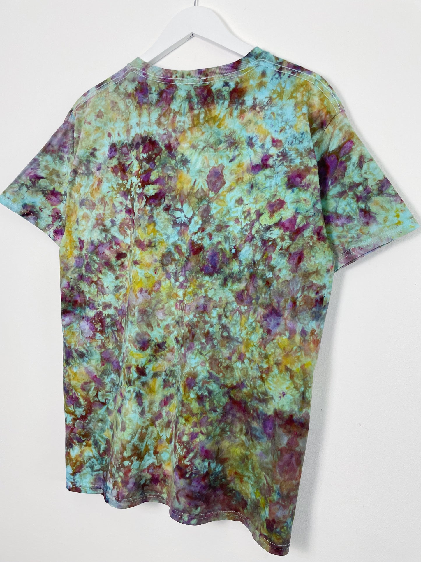 L | Blue Orange Purple Ice Dye Hand Dyed T-Shirt