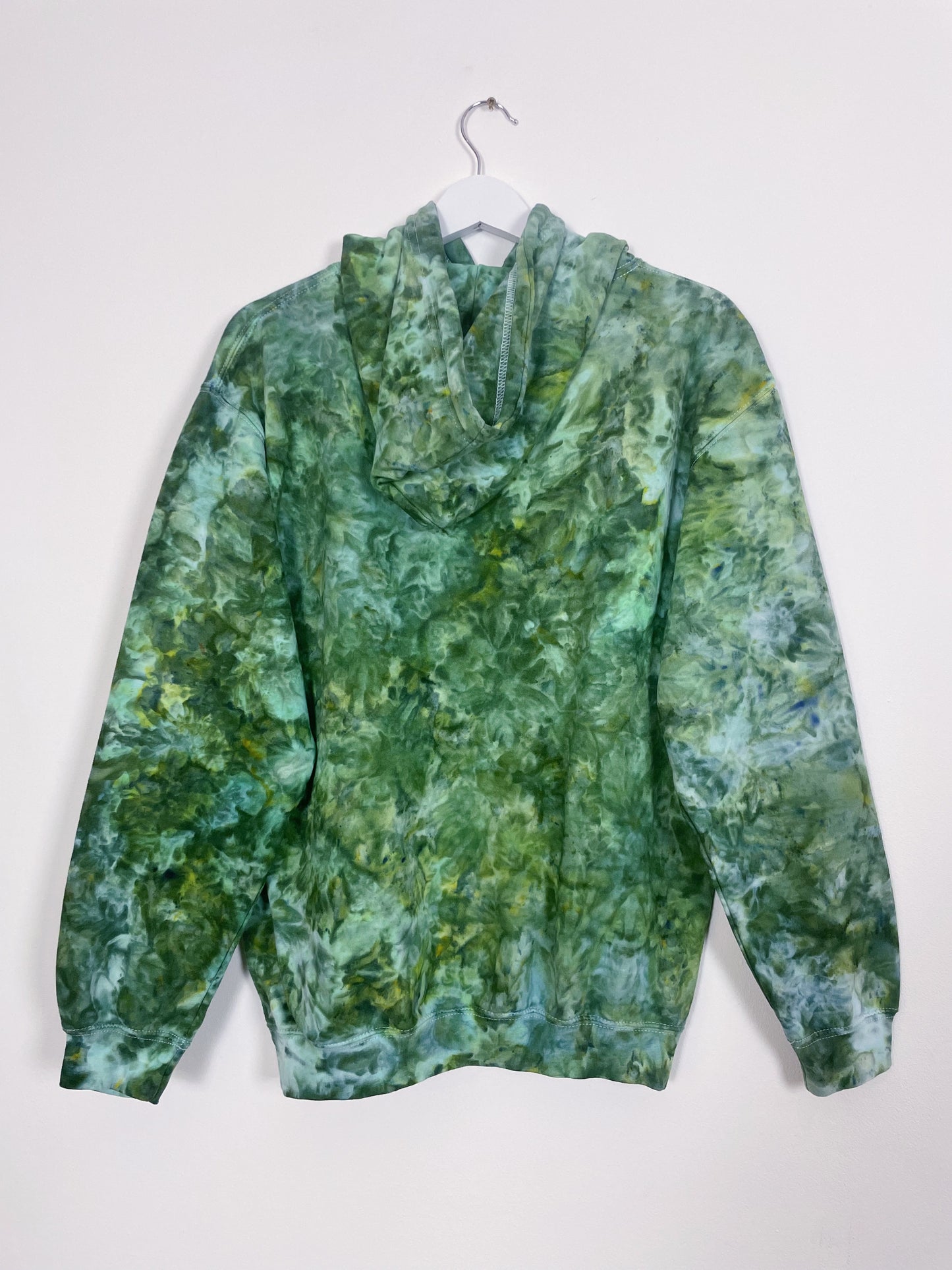 M | Ice Dye Dark Green Hand Dyed Pullover Hoodie
