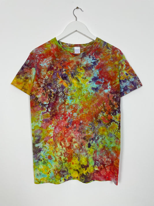S | Ice Dye Rainbow Multicolour Hand Dyed Ice Tie Dye T-Shirt