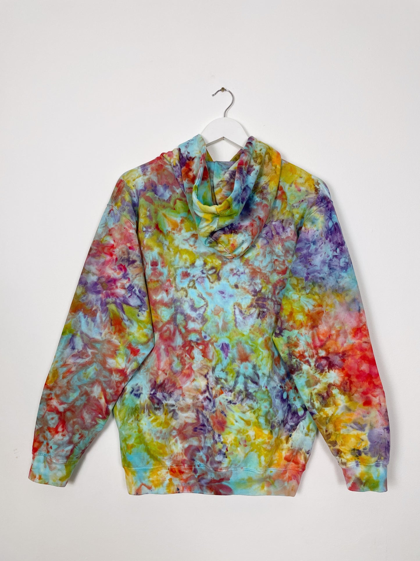 M | Ice Dye Rainbow Multicolour Hand Dyed Pullover Hoodie