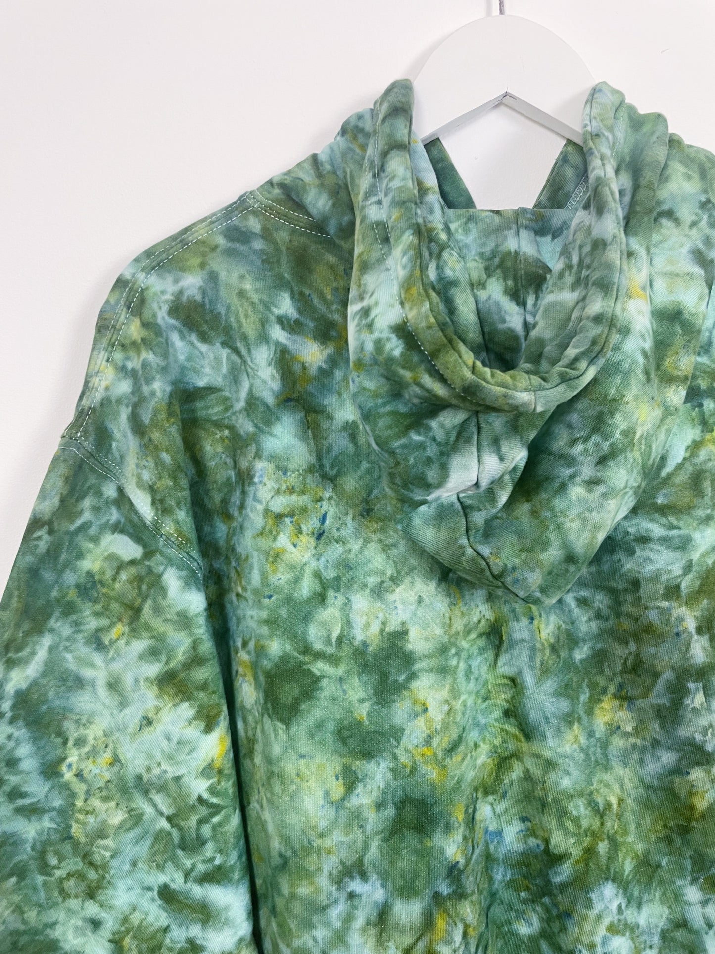 L | Ice Dye Dark Green Hand Dyed Pullover Hoodie