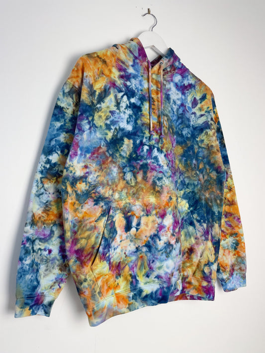 M | Ice Dye Blue Sunrise Multicolour Hand Dyed Pullover Hoodie